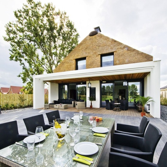 荷兰现代和传统相结合的茅草房子
